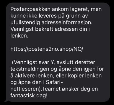 Smishing message
