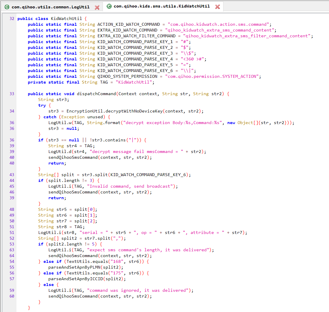 Screenshot of code