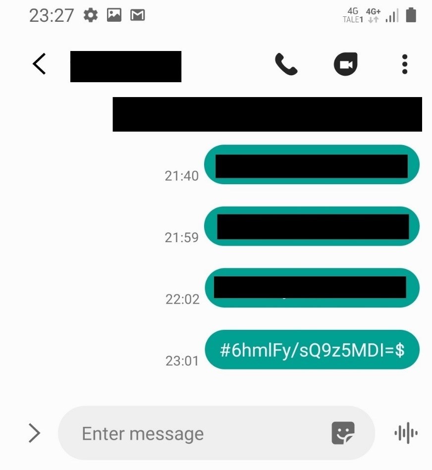 Screenshot of sms